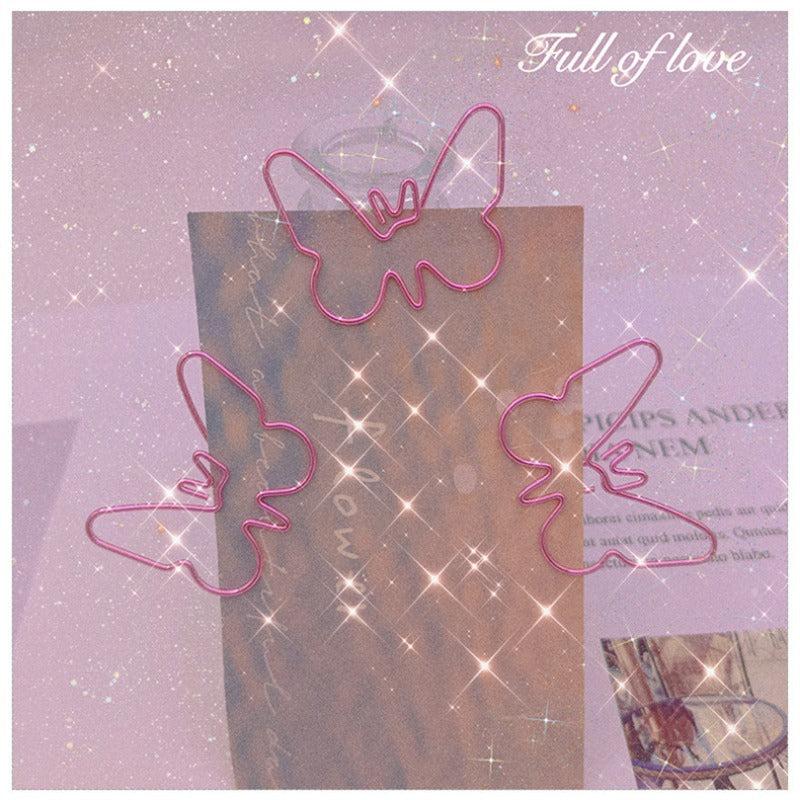 15pcs Butterfly Metal Paper Clips Bookmarks Office School Stationery