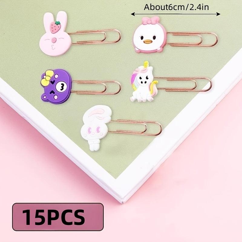 Cartoon Paper Clip Bookmark Set - Cute Metal Crank Pins for Students