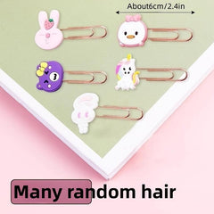 Cartoon Paper Clip Bookmark Set - Cute Metal Crank Pins for Students