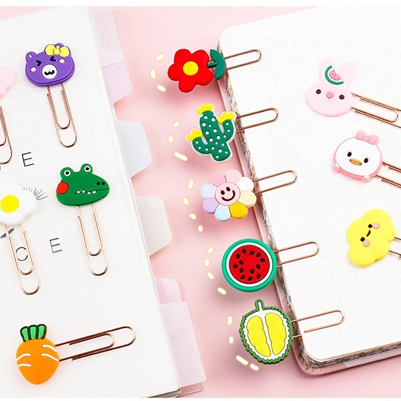 Cartoon Paper Clip Bookmark Set - Cute Metal Crank Pins for Students