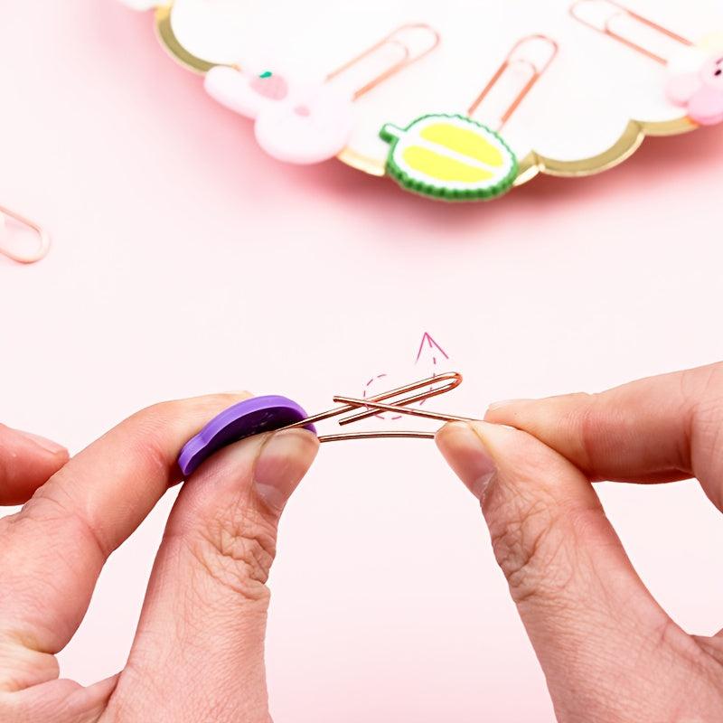Cartoon Paper Clip Bookmark Set - Cute Metal Crank Pins for Students