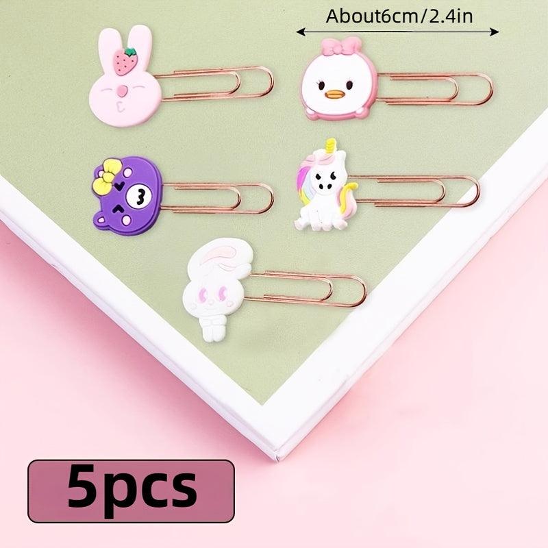 Cartoon Paper Clip Bookmark Set - Cute Metal Crank Pins for Students