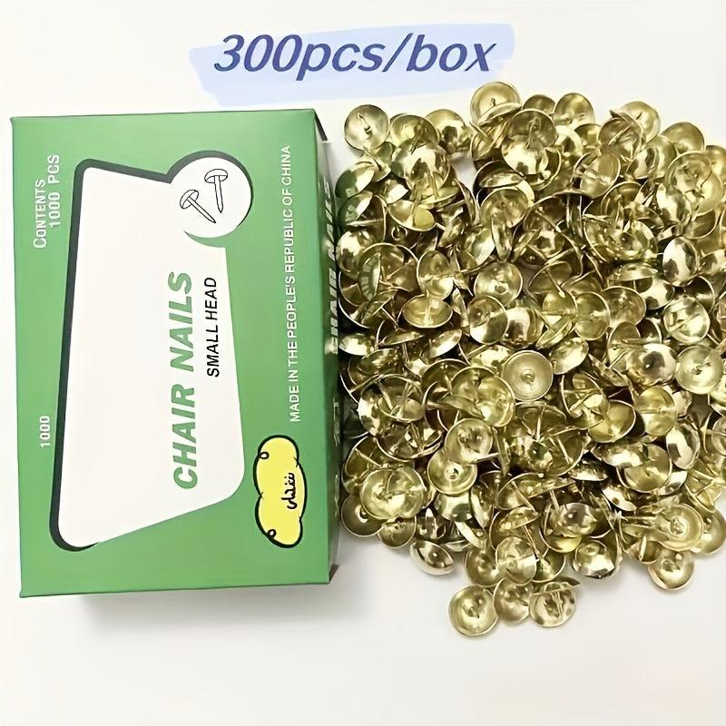 300pcs 14 10mm Golden Thumb Tacks Round Office Classroom Nailhead