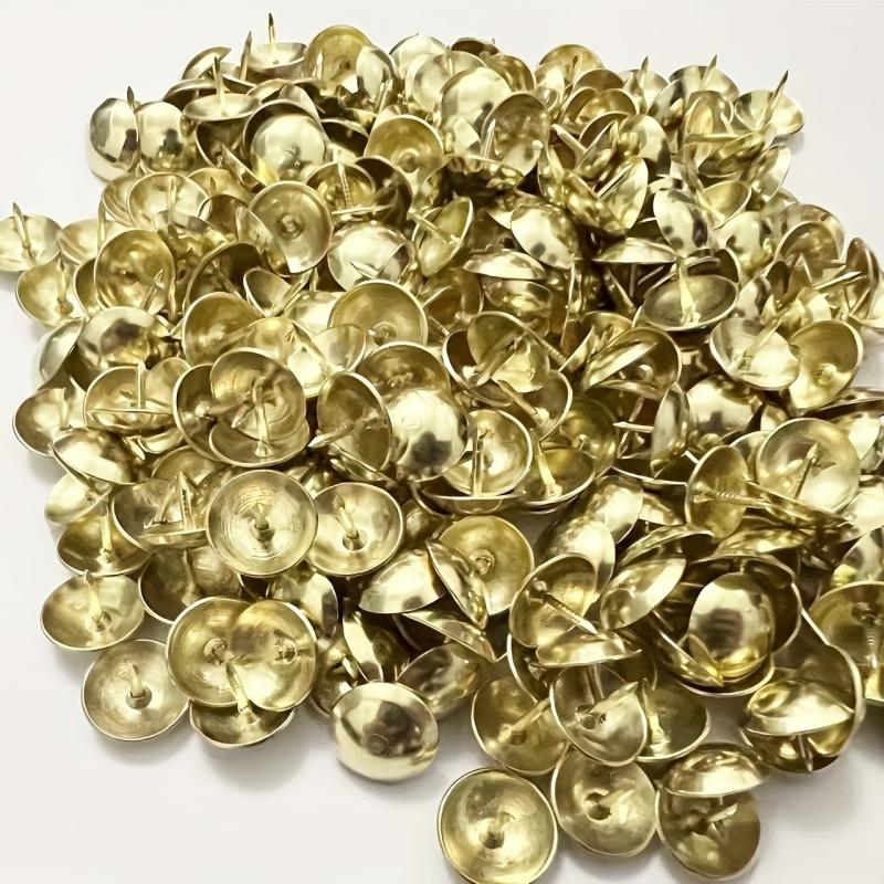 300pcs 14 10mm Golden Thumb Tacks Round Office Classroom Nailhead