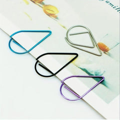 50pcs 25mm Colorful Water Droplet Paper Clips Office Student Stationery