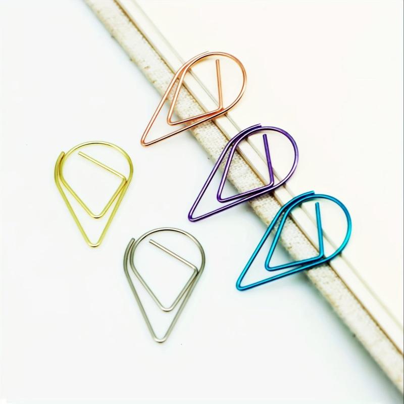 50pcs 25mm Colorful Water Droplet Paper Clips Office Student Stationery
