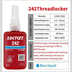 Screw Glue Metal Thread Locking Agent Adhesive 50ML Medium Strength