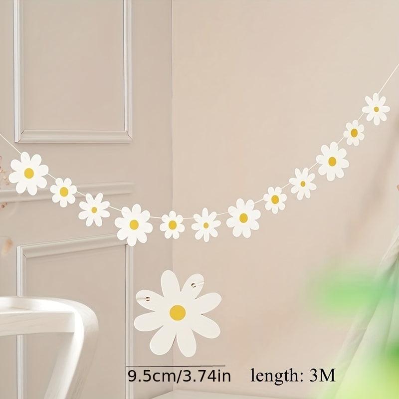 Birthday Party Decorations Daisies Pull Flowers Chrysanthemum Flag Banner