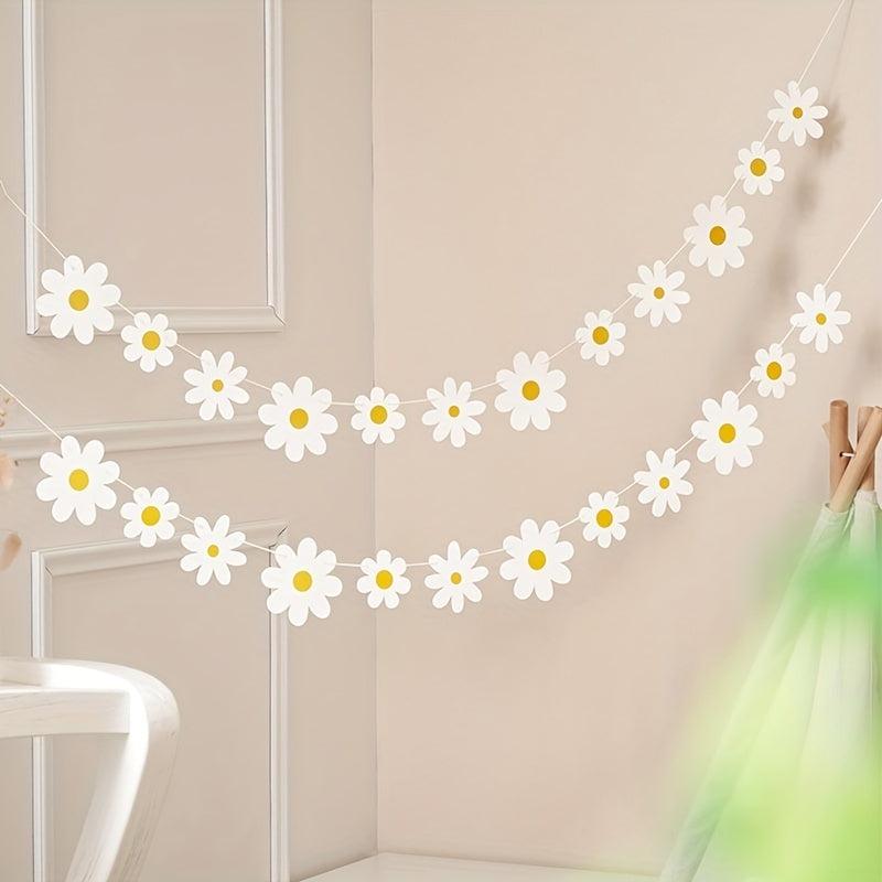 Birthday Party Decorations Daisies Pull Flowers Chrysanthemum Flag Banner