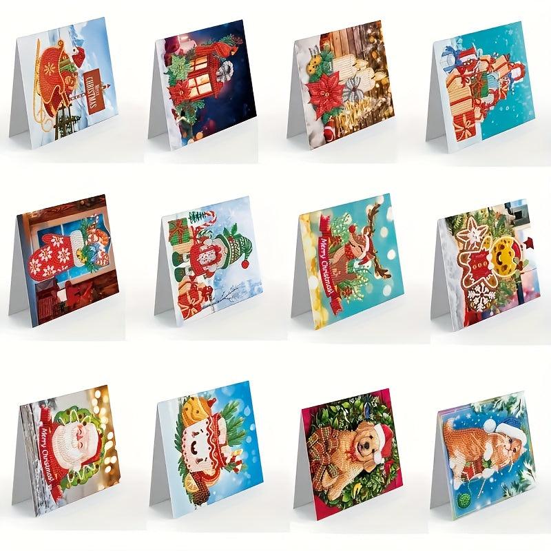 12pcs 5D Diamond Painting Holiday Thank You Card Making Kit 15x24cm