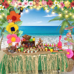 Hawaiian Beach Backdrop 5x3ft Tropical Palm Flower Ocean Photo Booth Props