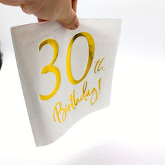 30 Years Cocktail Napkins For 30th Birthday, 20pcs Pack