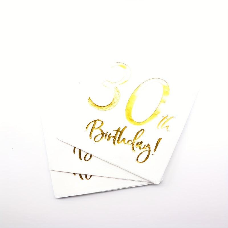 30 Years Cocktail Napkins For 30th Birthday, 20pcs Pack