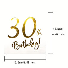 30 Years Cocktail Napkins For 30th Birthday, 20pcs Pack