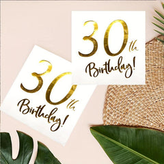 30 Years Cocktail Napkins For 30th Birthday, 20pcs Pack