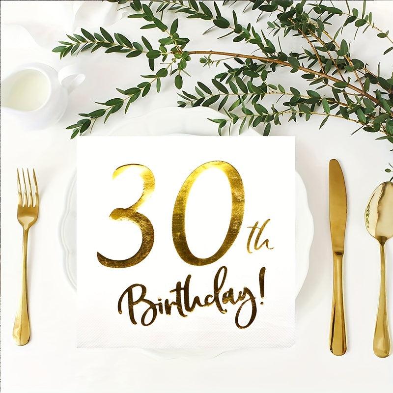 30 Years Cocktail Napkins For 30th Birthday, 20pcs Pack