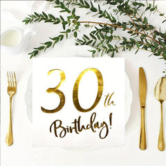 30 Years Cocktail Napkins For 30th Birthday, 20pcs Pack