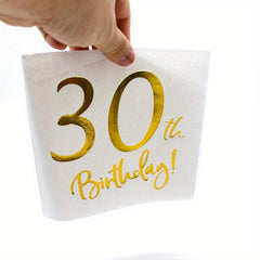 30 Years Cocktail Napkins For 30th Birthday, 20pcs Pack