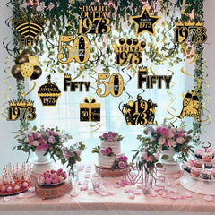 40pcs Golden 1st Birthday Party Supplies Spiral Ornament Charm Decoration