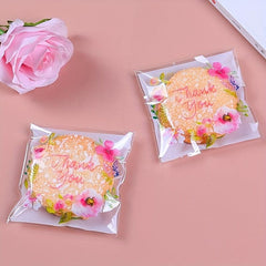 100pcs Thick Rose Pattern Packaging Self-Adhesive Bag