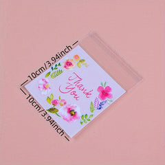 100pcs Thick Rose Pattern Packaging Self-Adhesive Bag