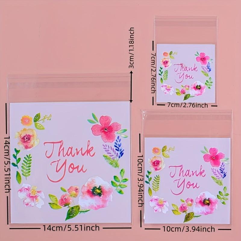 100pcs Thick Rose Pattern Packaging Self-Adhesive Bag