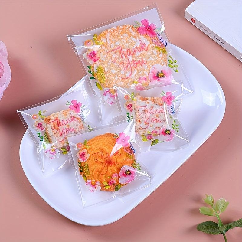 100pcs Thick Rose Pattern Packaging Self-Adhesive Bag