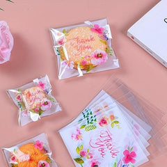 100pcs Thick Rose Pattern Packaging Self-Adhesive Bag