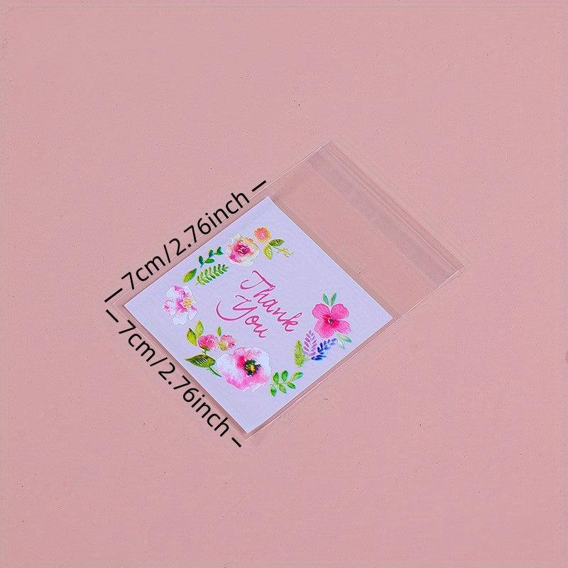 100pcs Thick Rose Pattern Packaging Self-Adhesive Bag