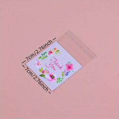 100pcs Thick Rose Pattern Packaging Self-Adhesive Bag
