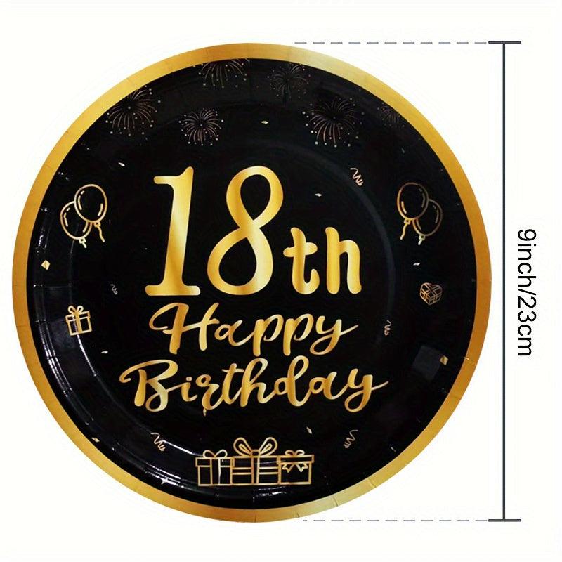 Golden 18 Year Old Birthday Theme Set with Tablecloth and Party Supplies
