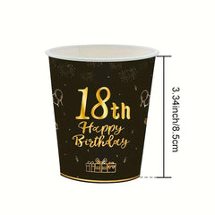 Golden 18 Year Old Birthday Theme Set with Tablecloth and Party Supplies