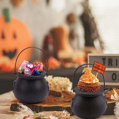 8pcs Plastic Witch Cauldron Candy Serving Bowls for Halloween Party Decor