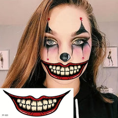 Halloween Horror Tattoo Stickers Costume Party Funny Mouth Tattoo