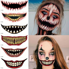 Halloween Horror Tattoo Stickers Costume Party Funny Mouth Tattoo