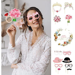 32pcs Wedding Photo Booth Props for Bridal Shower and Party Selfies