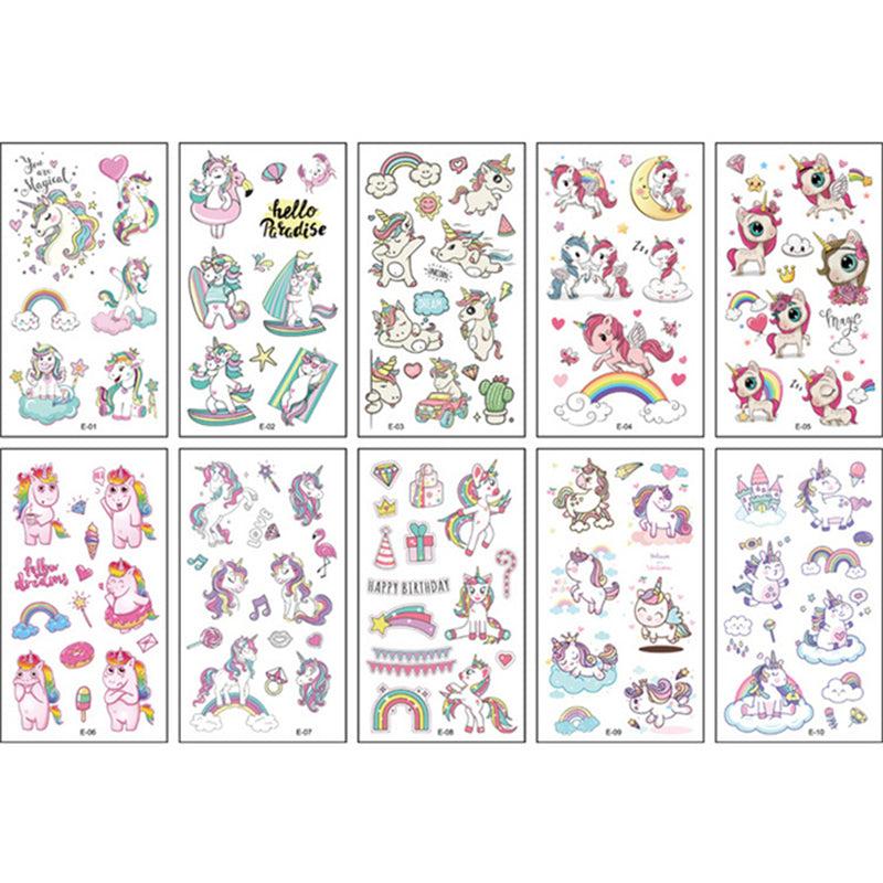 10 Sheets Kids Unicorn Temporary Tattoo Stickers