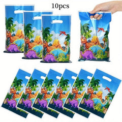 10pcs Dinosaur Gift Bag Kids Birthday Party Supplies