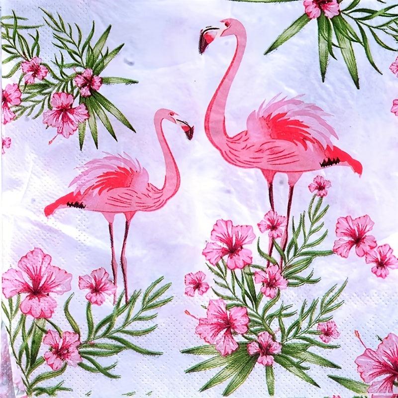 20pcs Pink Flamingo Napkin Tropical Colorful Paper Towel