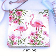 20pcs Pink Flamingo Napkin Tropical Colorful Paper Towel