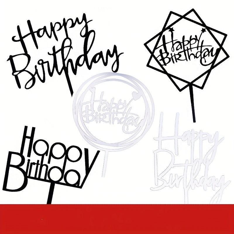 50pcs Acrylic Cake Inserts Happy Birthday Party Cake Decor Baking Supplies