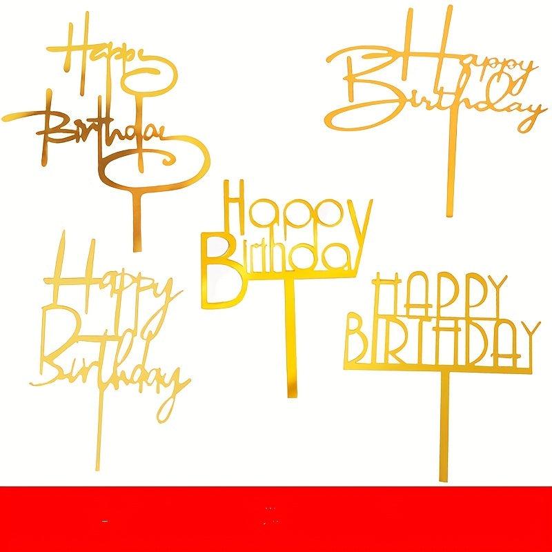 50pcs Acrylic Cake Inserts Happy Birthday Party Cake Decor Baking Supplies