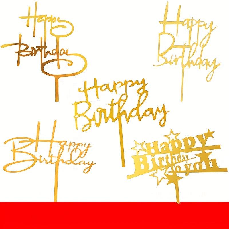 50pcs Acrylic Cake Inserts Happy Birthday Party Cake Decor Baking Supplies