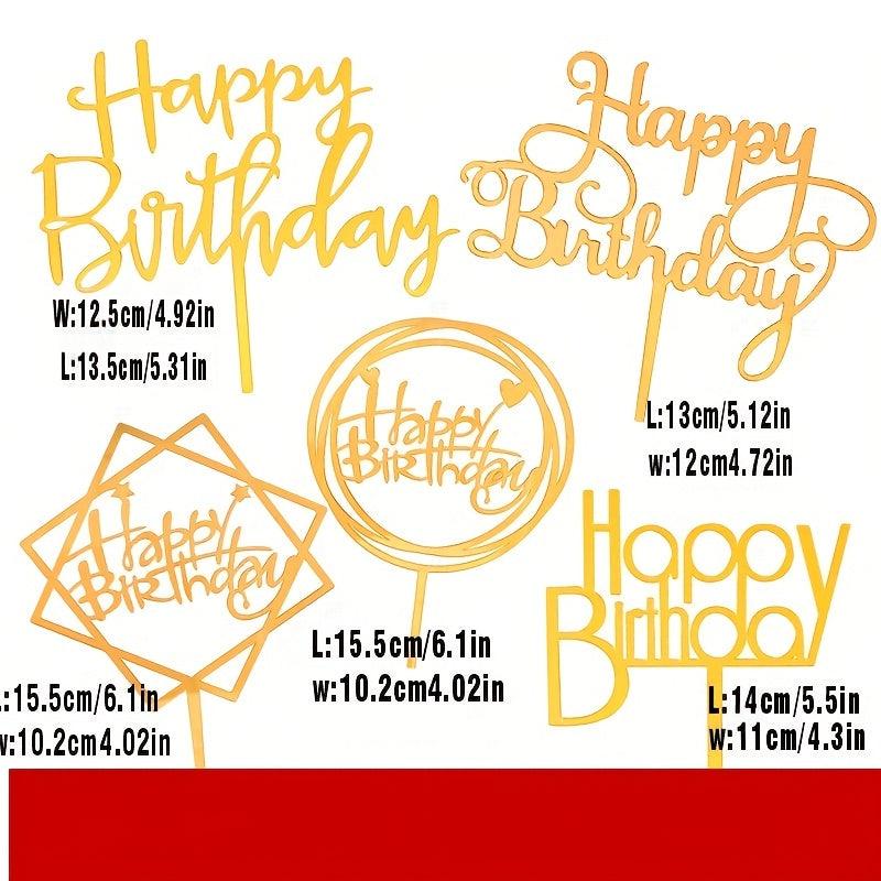 50pcs Acrylic Cake Inserts Happy Birthday Party Cake Decor Baking Supplies