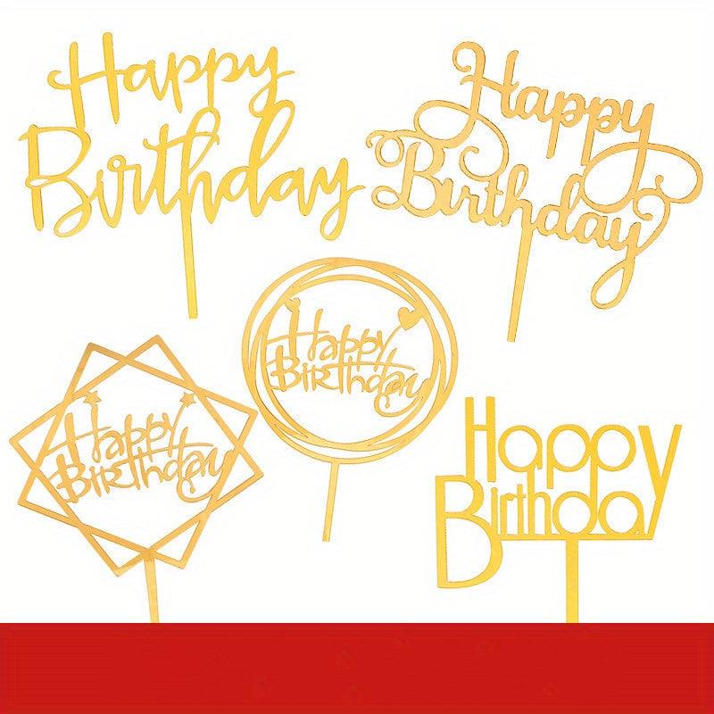 50pcs Acrylic Cake Inserts Happy Birthday Party Cake Decor Baking Supplies