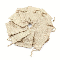 10pcs Small Burlap Jute Sack Linen Pouch Bag Drawstring Wedding Supplies