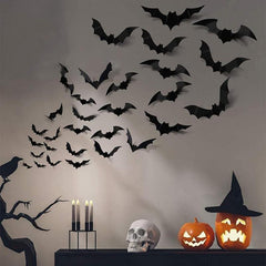 60pcs Halloween Decoration 3D PVC Bat Halloween Party Scary Decor Props