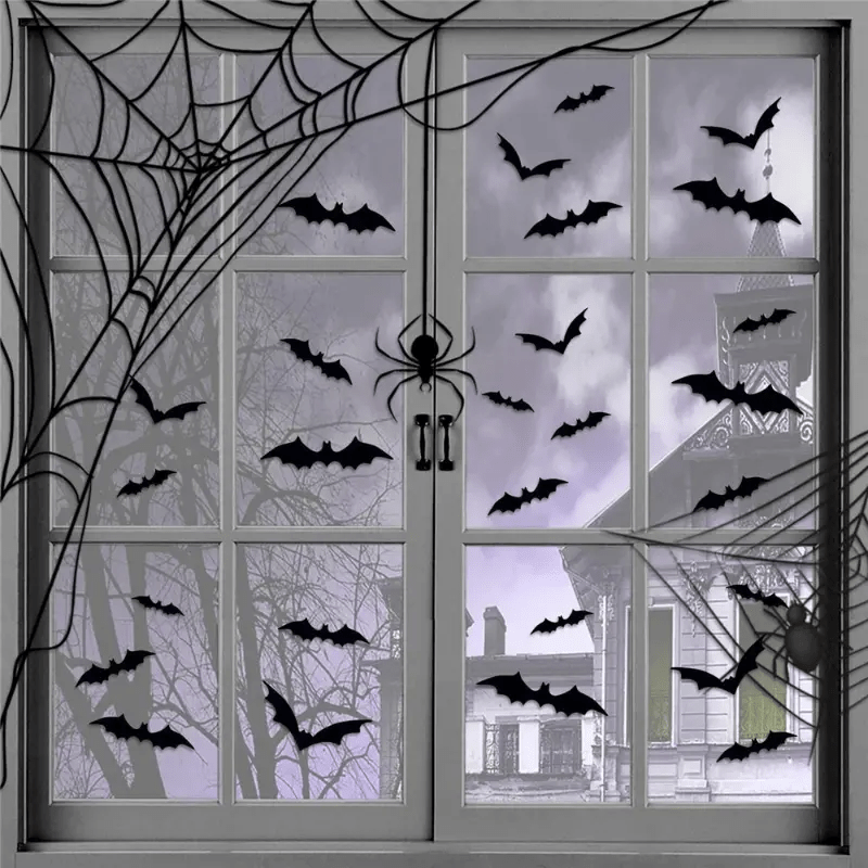 60pcs Halloween Decoration 3D PVC Bat Halloween Party Scary Decor Props