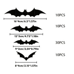 60pcs Halloween Decoration 3D PVC Bat Halloween Party Scary Decor Props