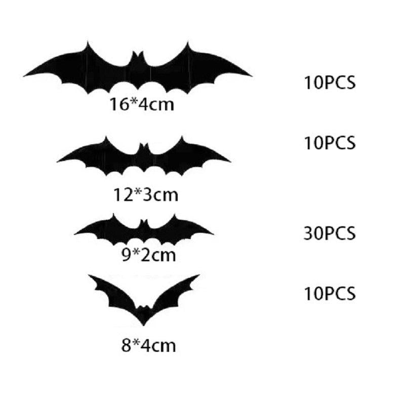 60pcs Halloween Decoration 3D PVC Bat Halloween Party Scary Decor Props